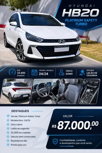 Hyundai HB20 Plat. Safety 1.0 TB Flex 12V Aut. 2024