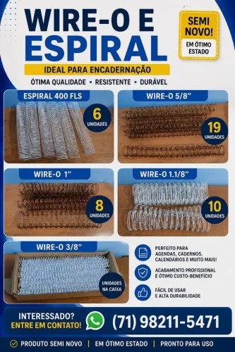 WIRE-O E ESPIRAL PARA ENCADERNAÇÃO ? DISPONÍVEIS!
