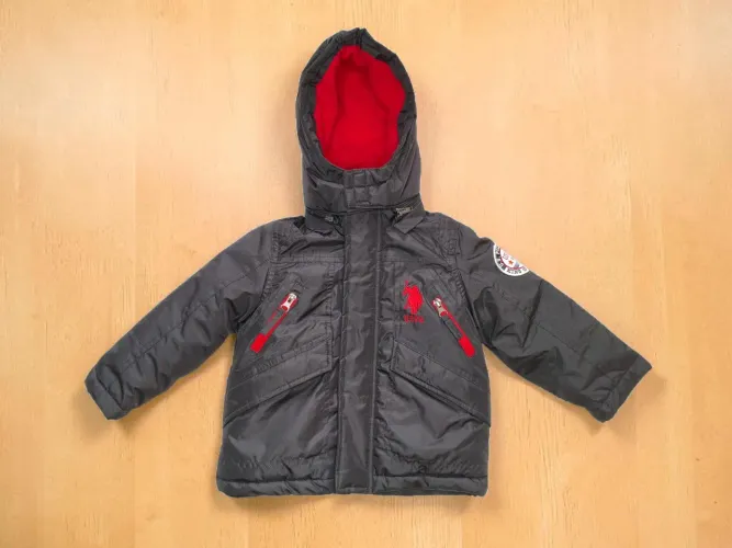 Jaqueta acolchoada us polo assn forro Peluciado com capuz infantil 2 anos inverno 