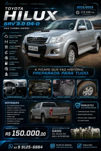 Toyota Hilux CD SRV D4-d 4X4 3.0 TDI Dies 2015