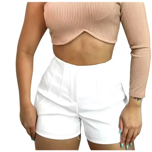 Short feminino branco alfaiataria