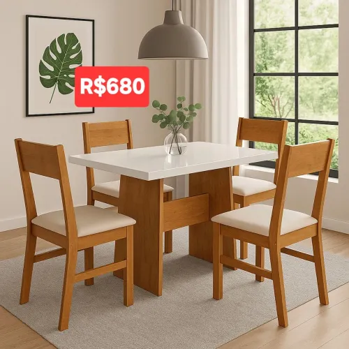 Mesa de jantar com 4 cadeiras