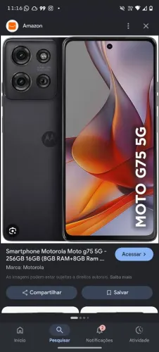 Moto g75 5g 256 8+8 ram novinho
