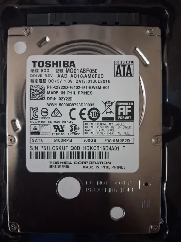 HD 500GB TOSHIBA NOVO NOTEBOOK 2.5