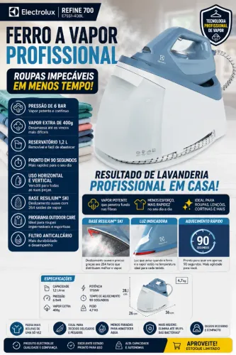 Ferro de passar roupa Electrolux 1,2L 1750W (E7SS1-4DBL) - 127V