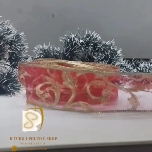 PROMOÇÃO! FITA NATALINA ARAMADA- AVULSA- COM GLITTER IMPORTADA- NATAL-FIM DE ANO