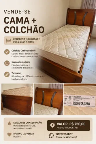 Colchão com cama de solteiro