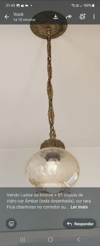 Vendo Lustre de bronze antigo
