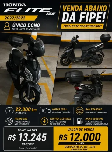 Honda Elite 125 22/22 - Abaixo da FIPE