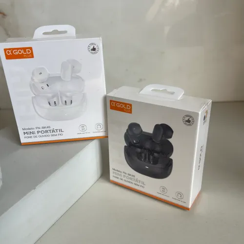Fone de Ouvido Bluetooth Sem Fio aGOLD FN-BK45 Mini Portatil V5.4 Preto e Branco 