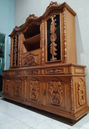 Arca cristaleira de madeira PURA bem conservada, RELÍQUIA 