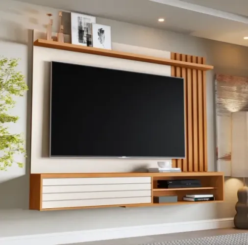 Home Painel de TV Munique Suspenso Ripado 1.8M
