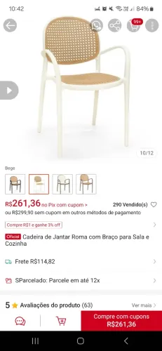 Quatro Cadeiras de jantar