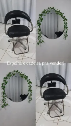 Espelho e cadeira de salão