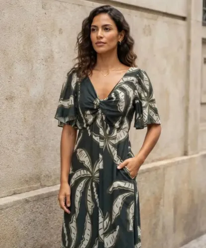 Vestido Estampado Manga Curta. Tule C/forro. Tamanho M. Novo