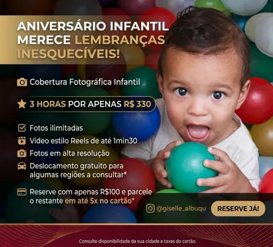 Fotógrafo de Festa Infantil e Eventos - Pacote 3 Horas?