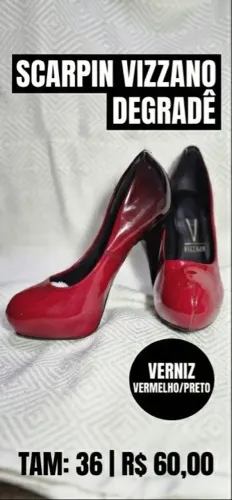 ?Scarpin Vizzano Verniz Degradê Vermelho - Tam 36