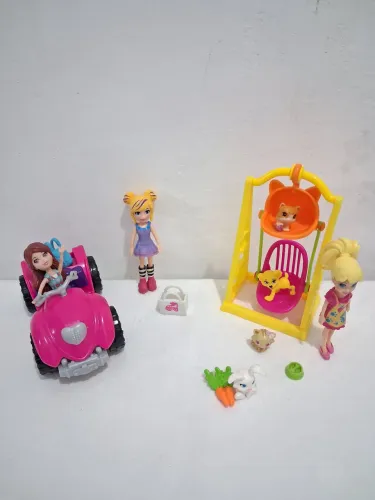 Polly Pocket lindo kit com 3 bonecas e acessórios