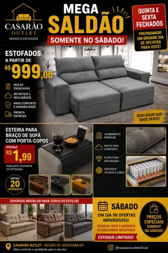 Saldão Sofá e Móveis somente neste Sábado