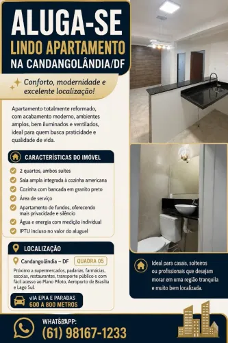 Alugo Apartamento de 2 quartos - Candangolândia