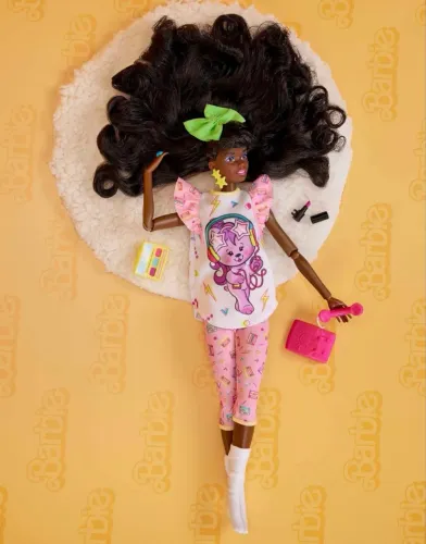 Rara Barbie Rewind Slumber Party Negra 80s Lacrada NRFB