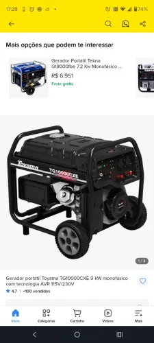 Gerador portatil Toyama TG10000 cxe 9 kw