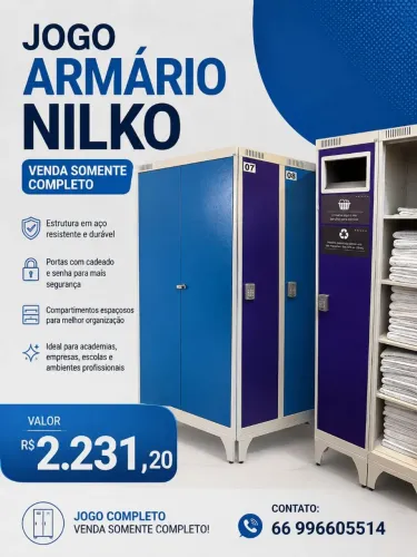 Armários em Aço e jogo banco em Aço
