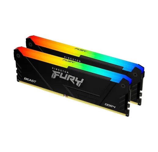 32 GB Memória RAM Kingston Fury Beast, RGB, 3200MHz, DDR4, CL16, Preto 