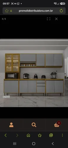 Cozinha Eduarda 5 Peças Cristaleira-C/Led Balção 1.20cm /Balção 80cm / Aéreo1.20cm