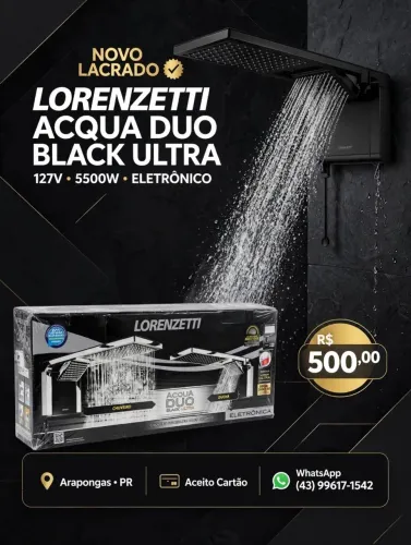 Chuveiro LORENZETTI ACQUA DUO BLACK