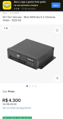 DVR gravador veicular Intelbras MVD 3404GW série 3000 iFleet Pro NÃO ACOMPANHA CAMERAS