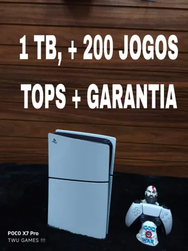 PS5 + 1 TB + 200 jogos tops 