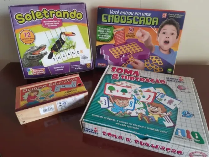 Jogos Educativos - Soletrando, Emboscada, Dominó Educativo e Soma & Subtração
