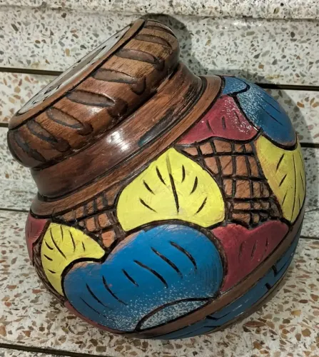 Vaso Pote Marajoara Decorativo 19cm Com Tampa - Pintado à Mão