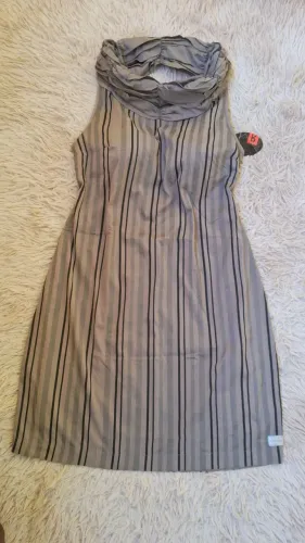 Vestido Gola Com Elastex - Cinza