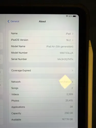 iPad Air 5 geração 256gb m1
