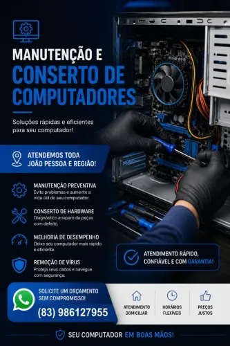 Manutenção,Formatação,Limpeza,Conserto e Serviços Gerais de Computadores.
