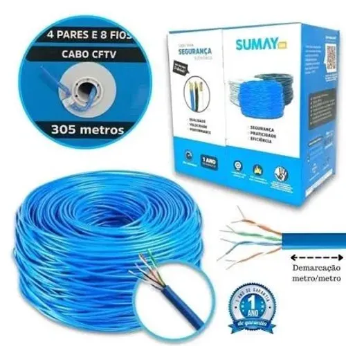 CABO LAN UTP 4P CAT5E 4P CMX AZUL 100% COBRE 305M SUMAY