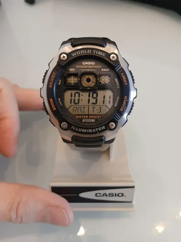 Casio Relógio esportivo masculino AE2000WD-1AV de resina e aço inoxidável