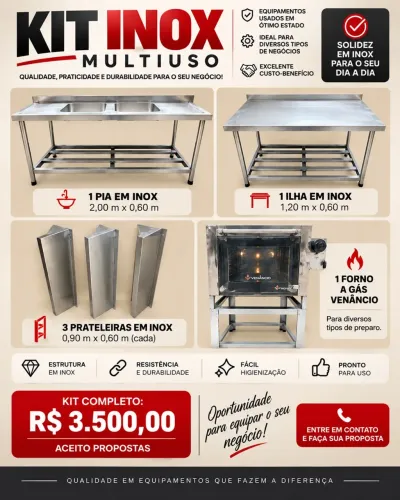 KIT INOX + FORNO A GÁS VENÂNCIO