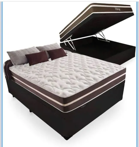 4,6 4,6 de 5 estrelas (253) Cama Box Com Baú Casal + Colchão De Molas