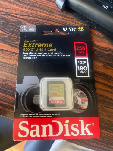 Cartão sdxc 256 tb Sandisk 4k 180mb/s