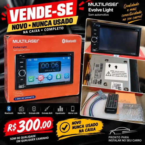 Multimídia Multilaser Evolve Light Bluetooth |Nova
