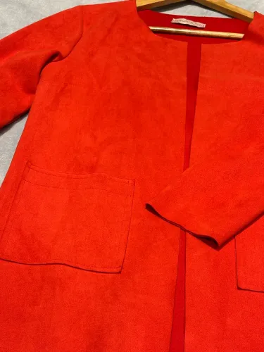 Overcoat suede vermelho