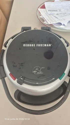 Grill George Foreman Redondo 360 Completo com chapa de pizza e grelha