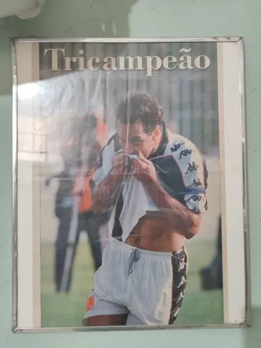 Poster original + moldura Edmundo tri campeão brasileiro item raro de colecionador