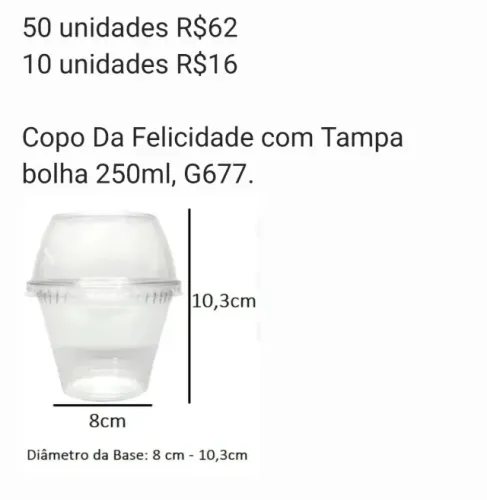 Copo descartável de plástico cristal, 250ml  c/ tampa bolha sem furo,  marca Galvanotek 