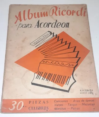 Partituras - Album Ricordi Para Acordeon & Piano Cromatico,30 Partituras