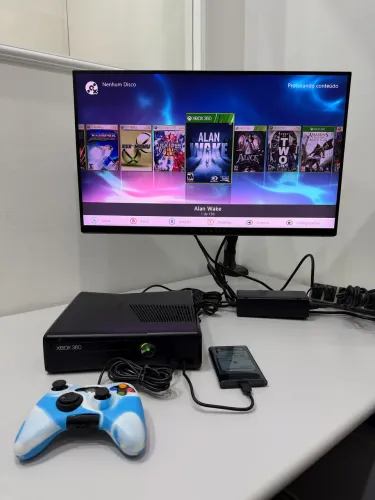Vendo Xbox 360 Slim + HD500gb com 130 - semi novo revisado