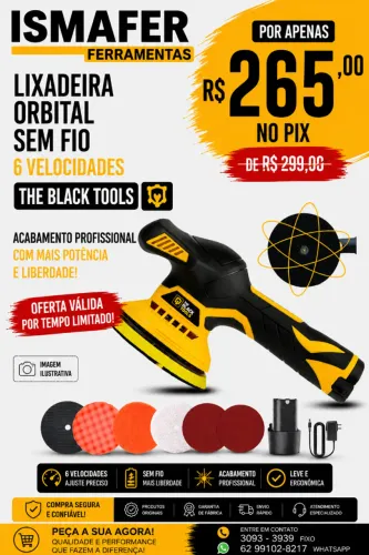 LIXADEIRA POLITRIZ A BATERIA 12V THE BLACK TOOLS - BLP120.